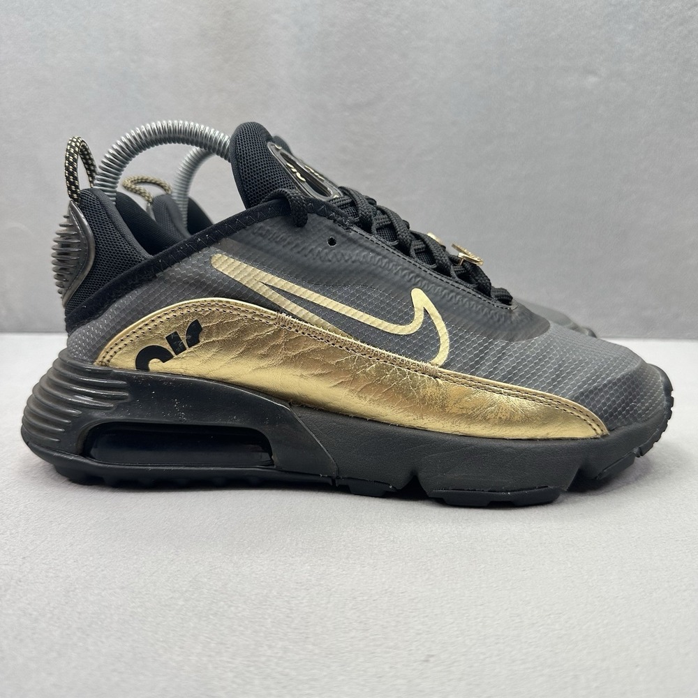Womens 7.5 / Mens 6 Nike Air Max 2090 Shoes Black Metallic Gold Athletic Sneaker